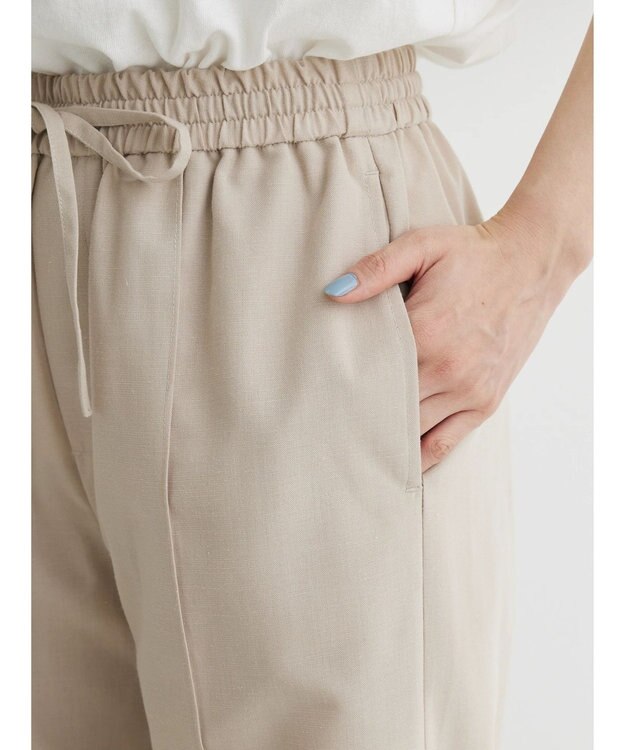 Green Parks 綿麻混イージーワイドパンツ Light Beige