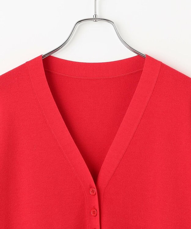 #Newans 【洗える】ファインボタンＶネックカーディガン レッド