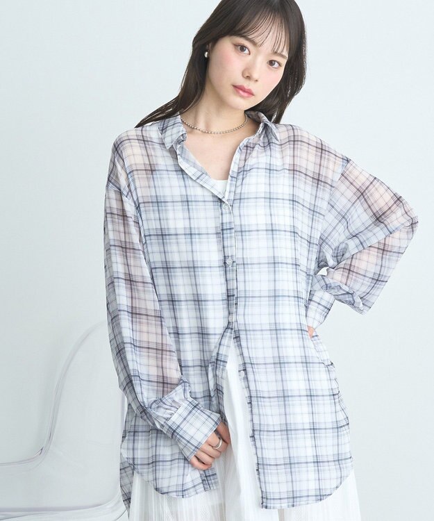【Arpege Story】シアーチェックシャツ アルページュストーリーシアーチェックシャツ