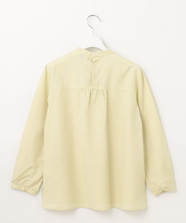 J.PRESS LADIES L 【洗える】セルロース チェック スタンドカラー ブラウス ピスタチオ系3