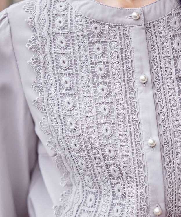 Tiaclasse L 【新色追加】レースブラウス ライトグレー