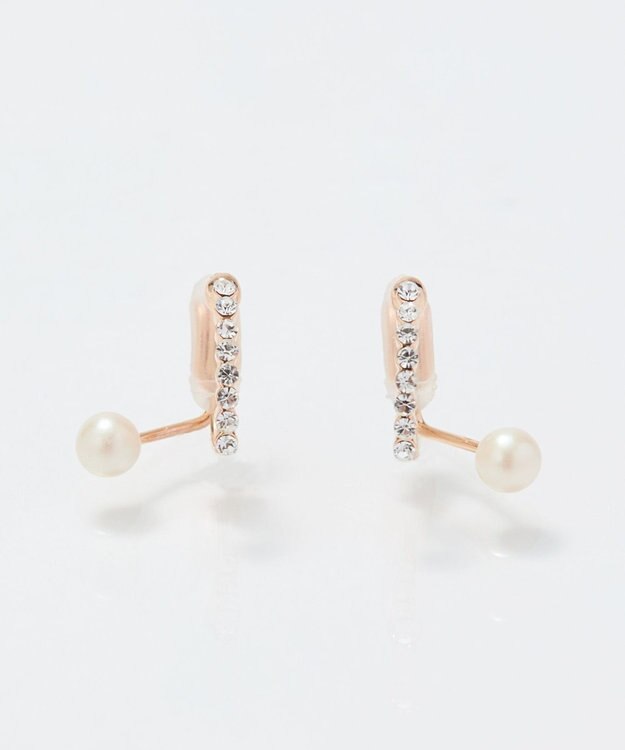 Phoebe 【痛くないシリーズ】ラインストーンパールフロートライトフィットイヤリング　シャンパンゴールド シャンパンゴールド