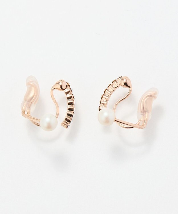 Phoebe 【痛くないシリーズ】ラインストーンパールフロートライトフィットイヤリング　シャンパンゴールド シャンパンゴールド