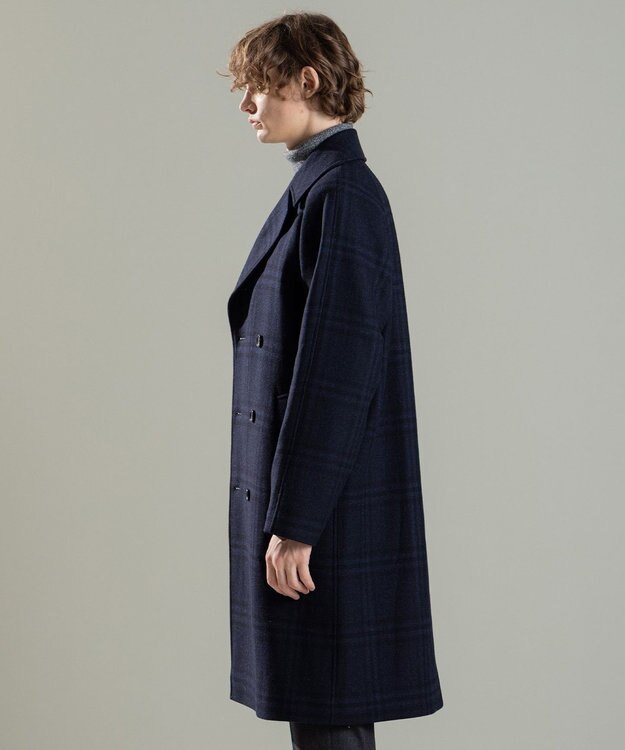 JOSEPH HOMME PLAID MELTON COAT ネイビー系3