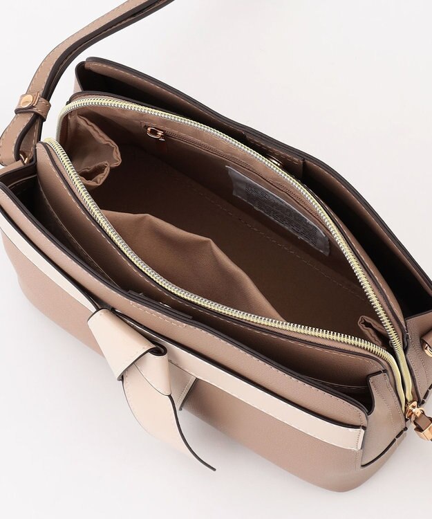 LA BAGAGERIE 【maison vert】 【超軽量・多収納】バイカラーリボンショルダーバッグ グレージュ