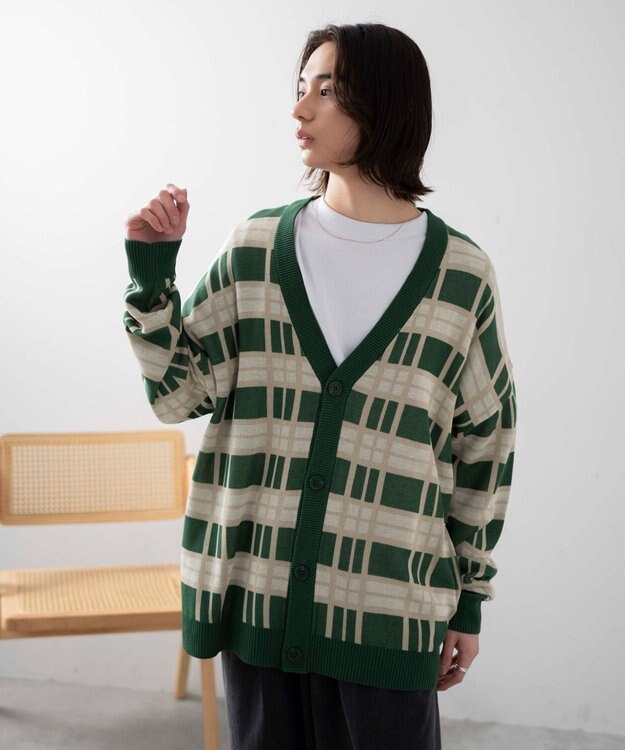 WEGO 【ユニセックス着用ITEM】オーバーフィットドライタッチパターンカーディガン 柄2