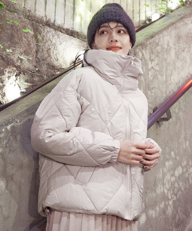 Tiaclasse スタンドネックキルティング中綿ジャケット オフ