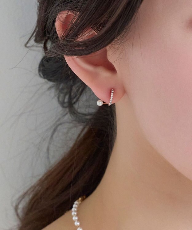 Phoebe 【痛くないシリーズ】ラインストーンパールフロートライトフィットイヤリング　シャンパンゴールド シャンパンゴールド