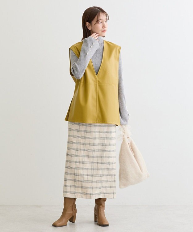 Green Parks ・ＥＬＥＮＣＡＲＥ　ＤＵＥ　チェックナロースカート Ivory