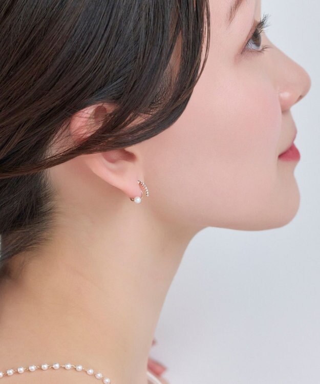 Phoebe 【痛くないシリーズ】ラインストーンパールフロートライトフィットイヤリング　シャンパンゴールド シャンパンゴールド