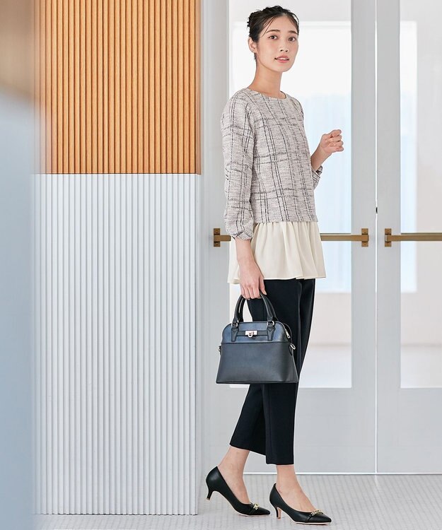 ANY SIS 【洗える】ネップツイードペプラム カットソー ラベンダー系