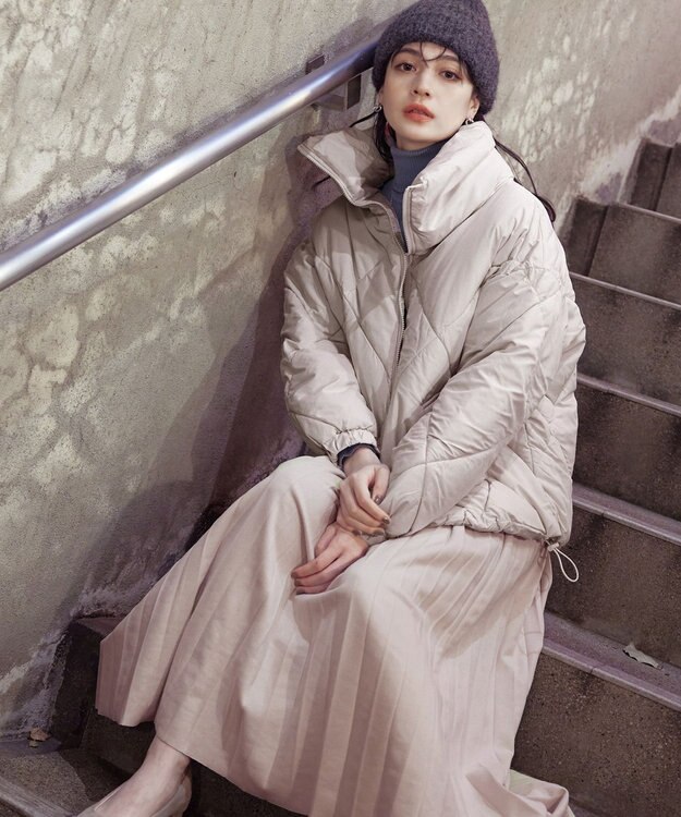 Tiaclasse スタンドネックキルティング中綿ジャケット オフ