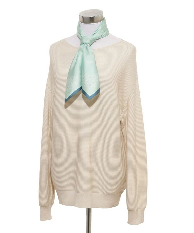 MOONBAT 【シルク100%】MACKINTOSH PHILOSOPHY(マッキントッシュ フィロソフィー）幾何柄 シルクプリントスカーフ 日本製 68cm×68cm UV対策 ミントグリーン