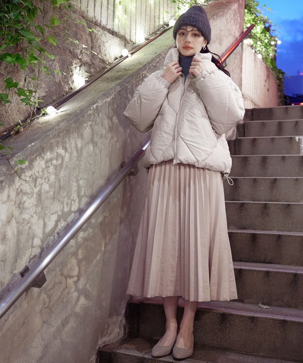 Tiaclasse スタンドネックキルティング中綿ジャケット オフ