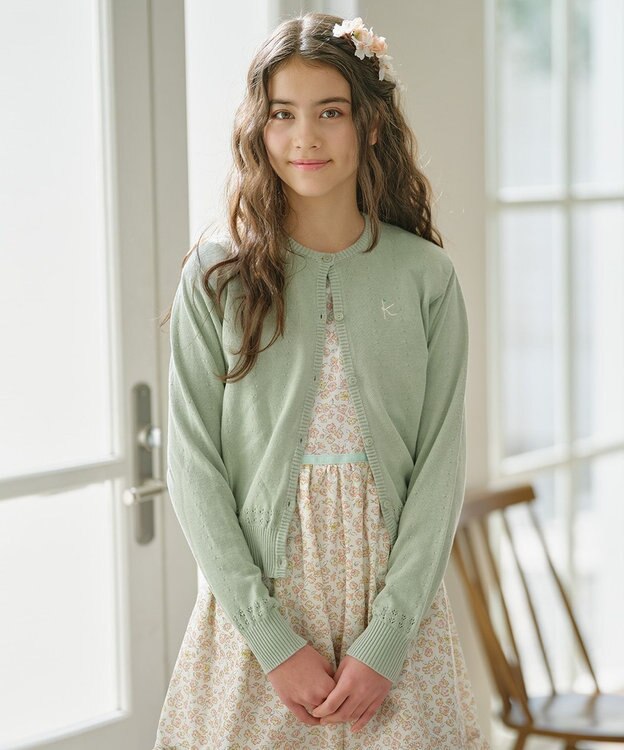 組曲 KIDS 【150-160㎝】クラシック カーディガン ミント系