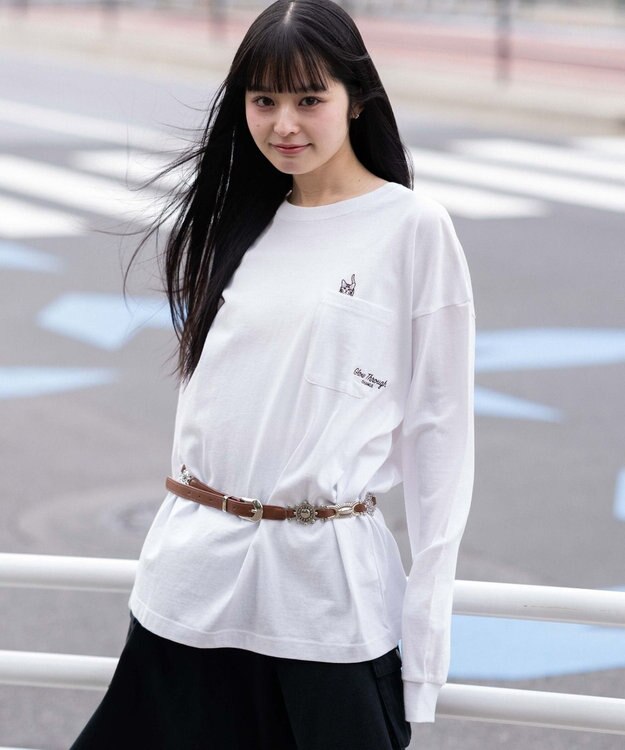 WEGO 【ユニセックス着用ITEM】ポケット刺繍BIG　T（長袖） ホワイト