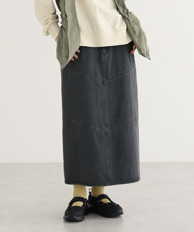 Green Parks デニムタイトロングスカート Black