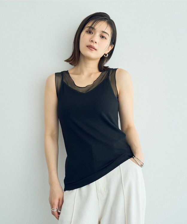 YECCA VECCA チュールMIXリブインナー Black