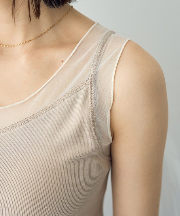 YECCA VECCA チュールMIXリブインナー Beige