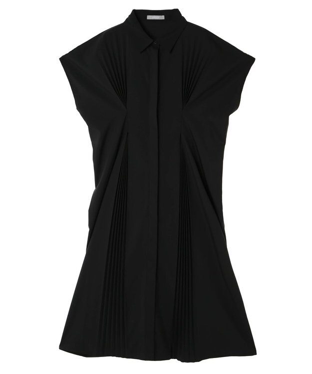 Green Parks ａ．タックプリーツシャツワンピース Black