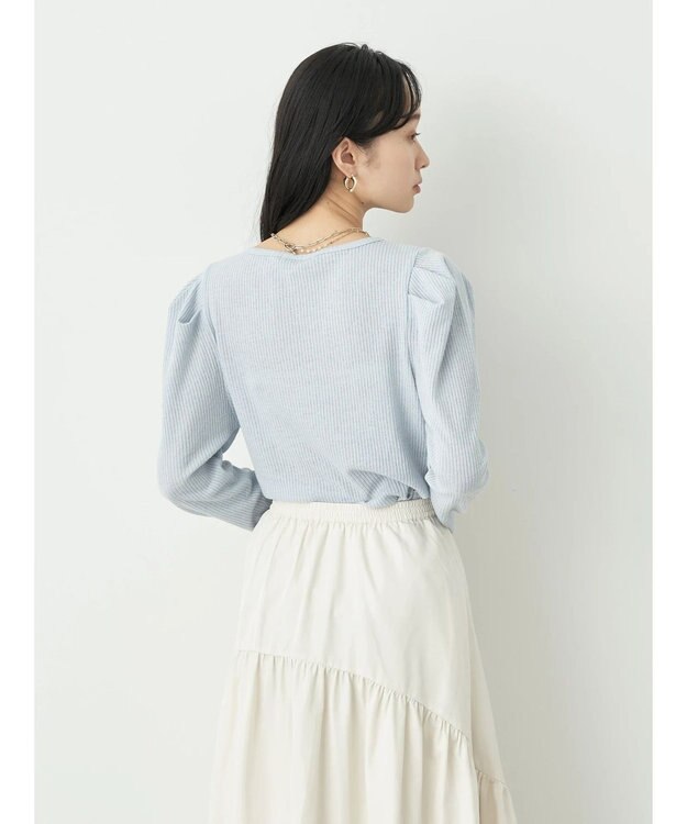 earth music&ecology パフスリーブクレープリブインナー Sax