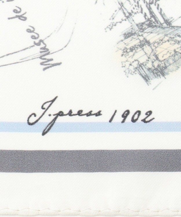 J.PRESS LADIES Ville de Paris スクエア プリント スカーフ ホワイト系5