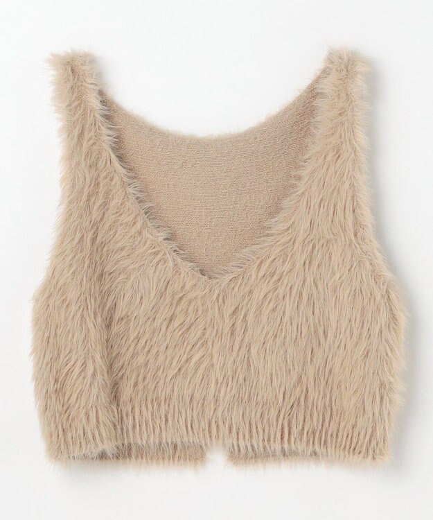 ANY ロングシャギーニットベスト ベージュ
