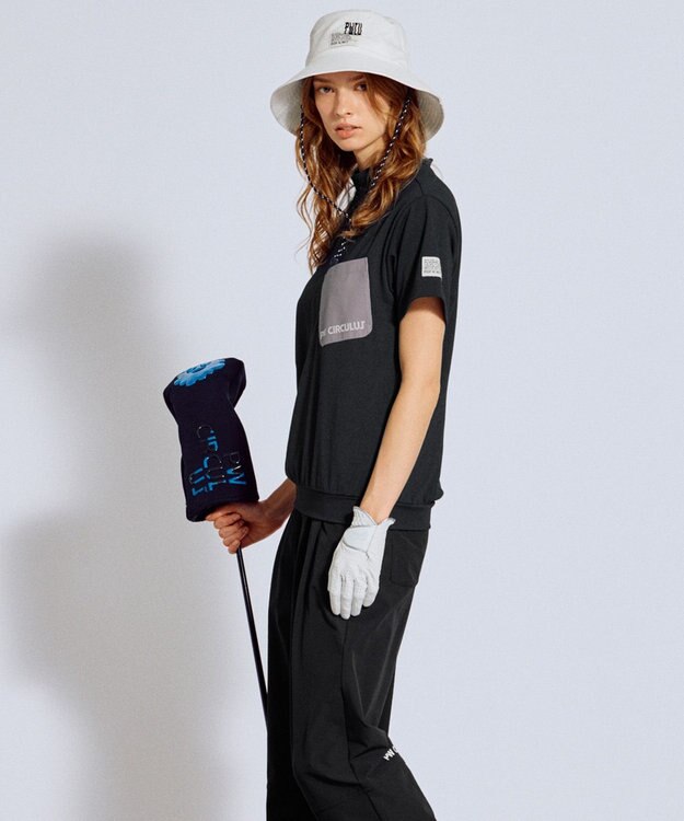 PW CIRCULUS 【吸水速乾 / UV遮蔽率99.5% UVカット / ストレッチ】【WOMEN】ポケットモックT ゴルフウェア レディース ブラック系