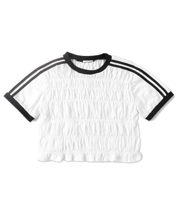 WEGO ラインデザインシャーリングトップス ホワイト