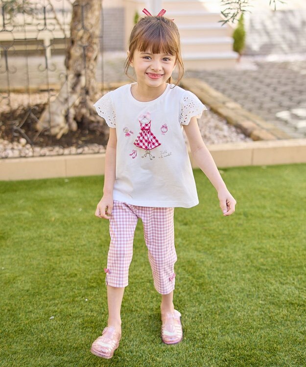 ANY KIDS ドレス アップリケ Tシャツ オフホワイト