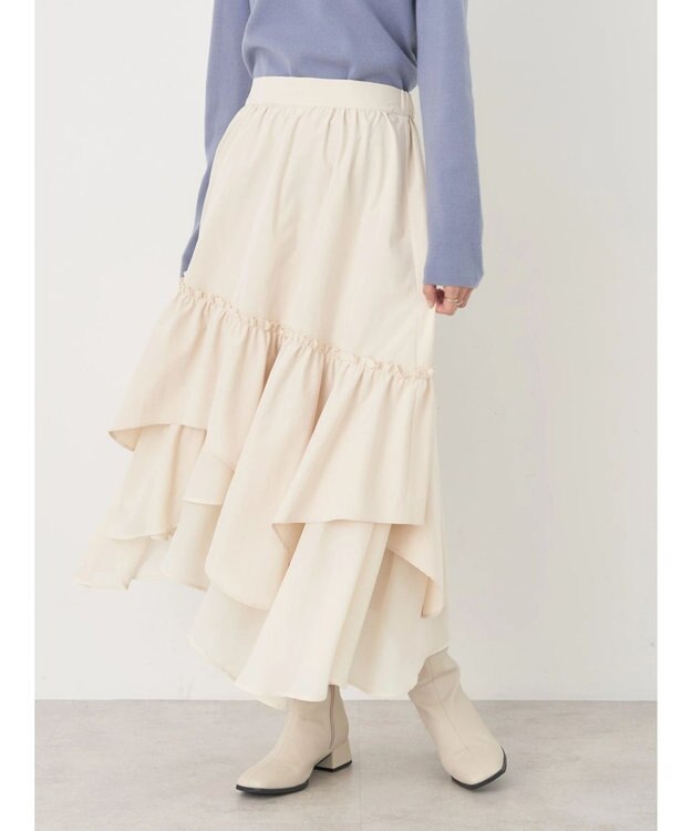 earth music&ecology イレヘムティアードスカート Ivory