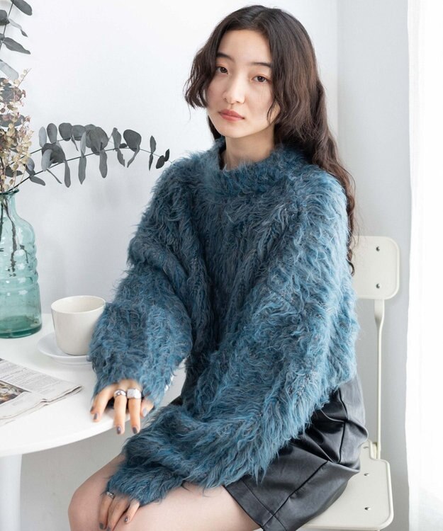 WEGO モンスターニットカーディガン ブルー