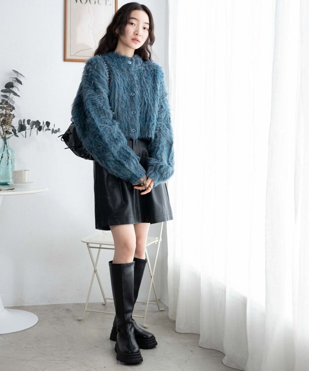 WEGO モンスターニットカーディガン ブルー