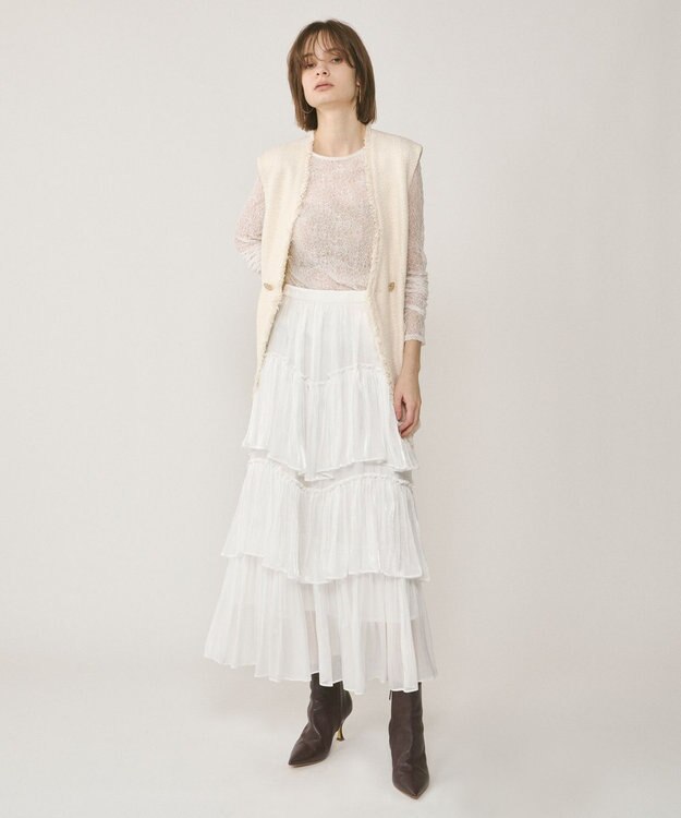 GRACE CONTINENTAL イレギュラーティアードスカート ホワイト