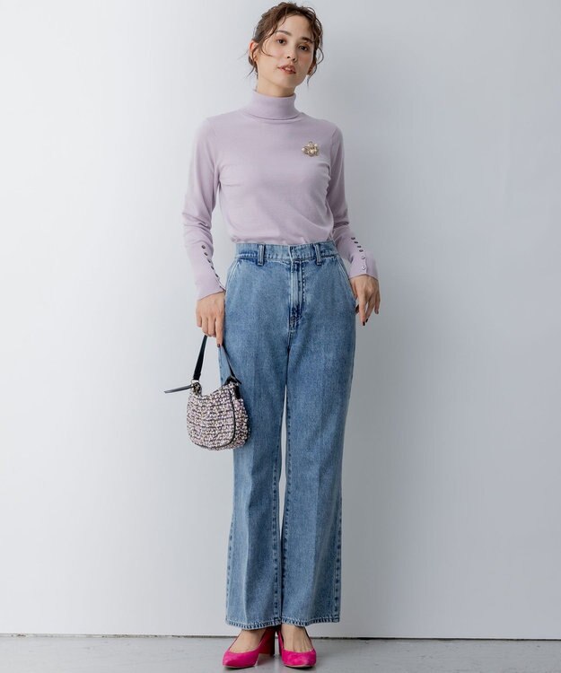 組曲 ルーズフィットタートル ニット ライラック系