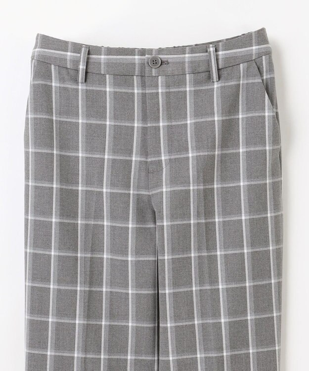 ANY 【洗濯機可/ストレッチ/ウエストゴム/裏起毛】マルチファンクションストレッチチェックテーパードパンツ グレーチェック