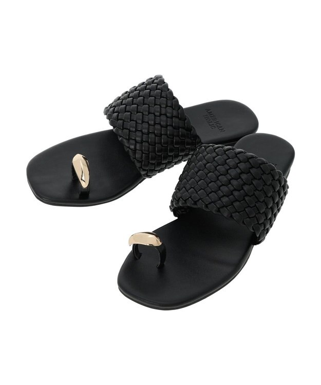 AMERICAN HOLIC リングトングメッシュサンダル Black