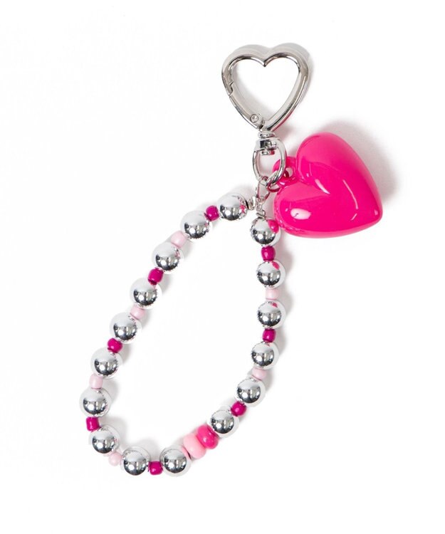 WEGO ハートメタルビーズキーホルダー ピンク