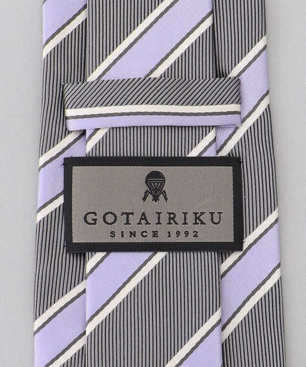 GOTAIRIKU  GOTAIRIKU別注【日本製】シルク ネクタイ_レジメンタル柄 グレー×パープル