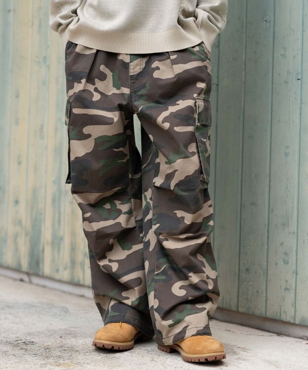 WEGO 【ユニセックス着用ITEM/SMLサイズ展開】イージーワイドカーゴパンツ 柄1