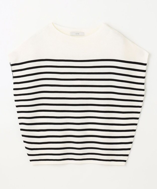 ANY 【新色追加/14色展開】アクリルガーターフレンチスリーブニット オフ×ブラック