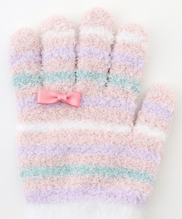 ANY KIDS マルチボーダー マシュマロ 手袋 ピンク系