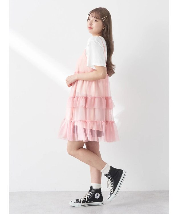 earth music&ecology チュールミニキャミワンピース Pink