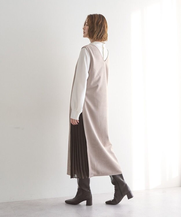 YECCA VECCA 【2点SET】ブラウスセットプリーツMIXジャンスカ Mocha