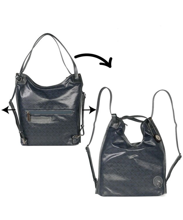 PELLE BORSA 3Way リュック/クロスボディ/ショルダー ミディバッグ Alive アライブ 4319 ネイビー