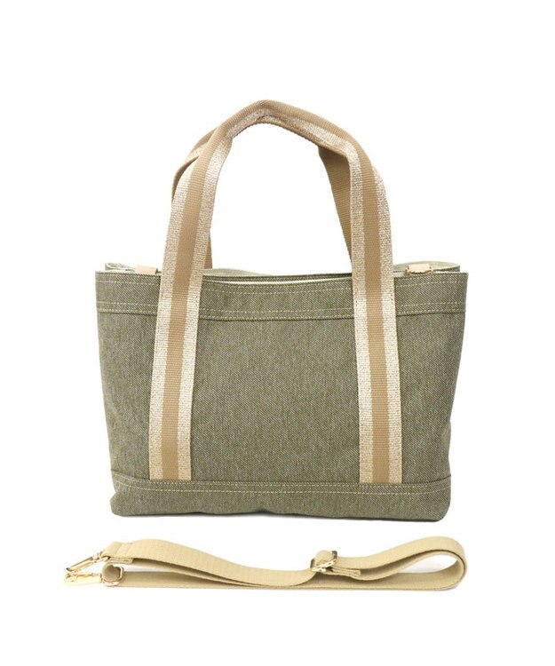 Regalo Felice 【撥水 / 色落ちしないデニム調生地 / ショルダー付】2層トート / REGALO KA(カーキ×ゴールドネイビー)