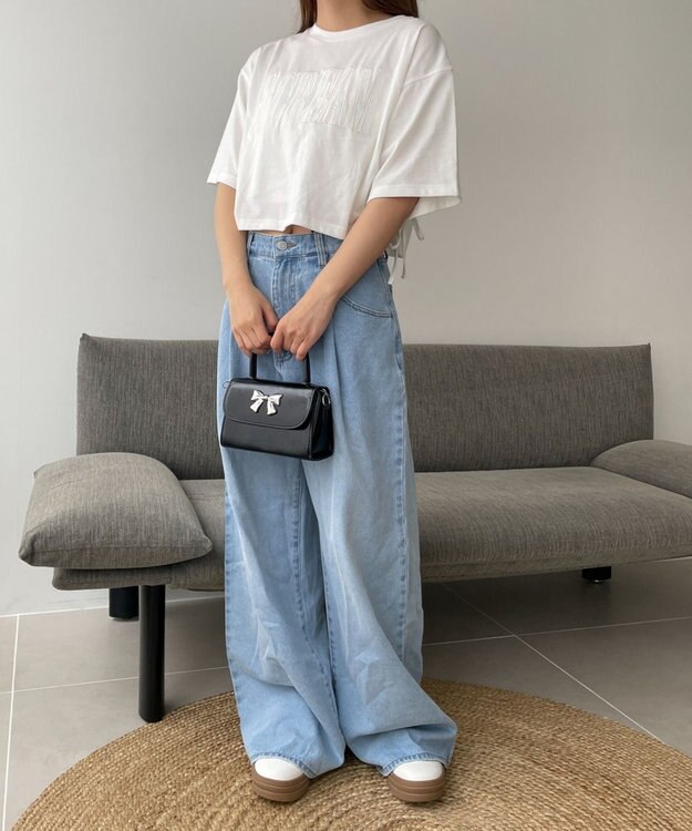 WEGO ロゴレースドロストショートT ホワイト