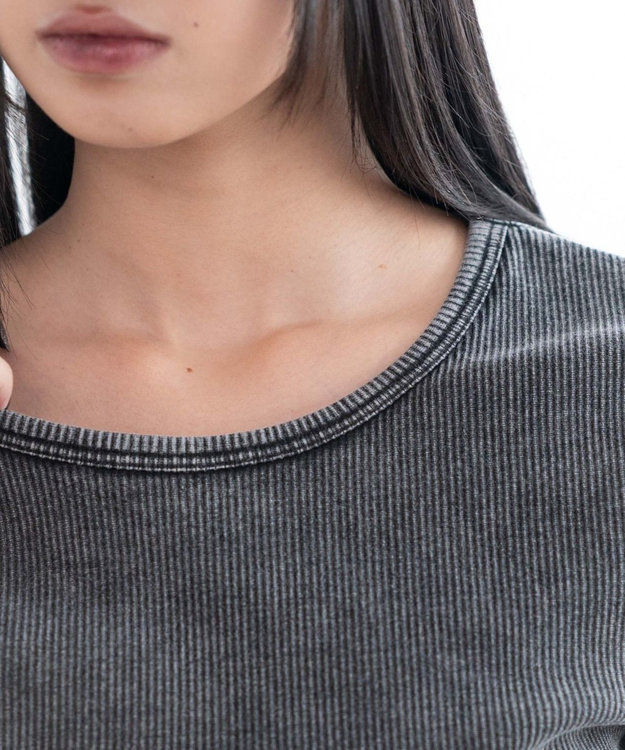 WEGO ヴィンテージウォッシュコンパクトリブT スミクロ