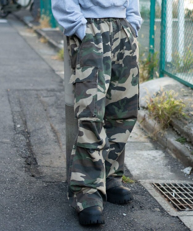 WEGO 【ユニセックス着用ITEM/SMLサイズ展開】イージーワイドカーゴパンツ 柄1