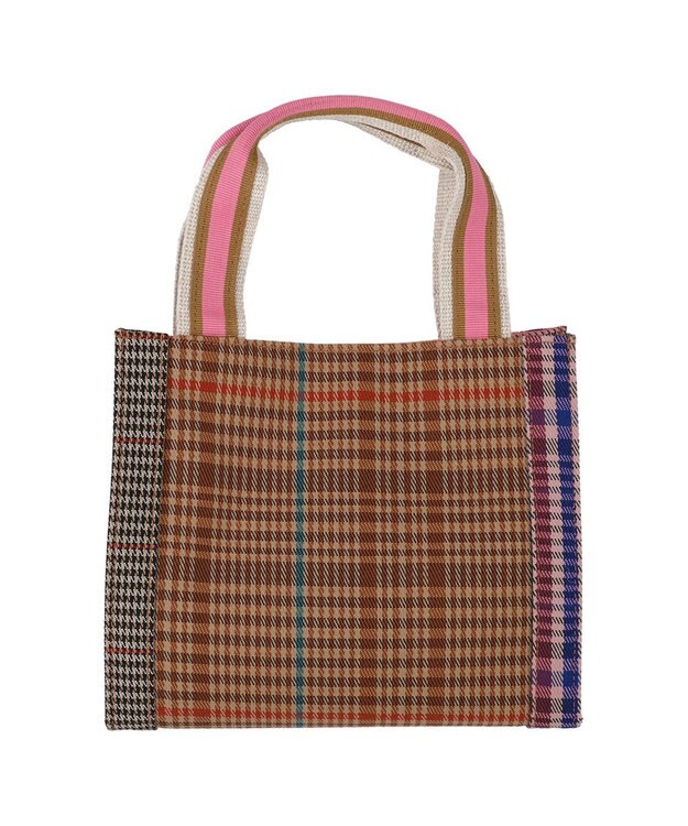 tsumori chisato CARRY フレームチェックキラネコ ハンドバッグ 手提げ ミニバッグ ピンク